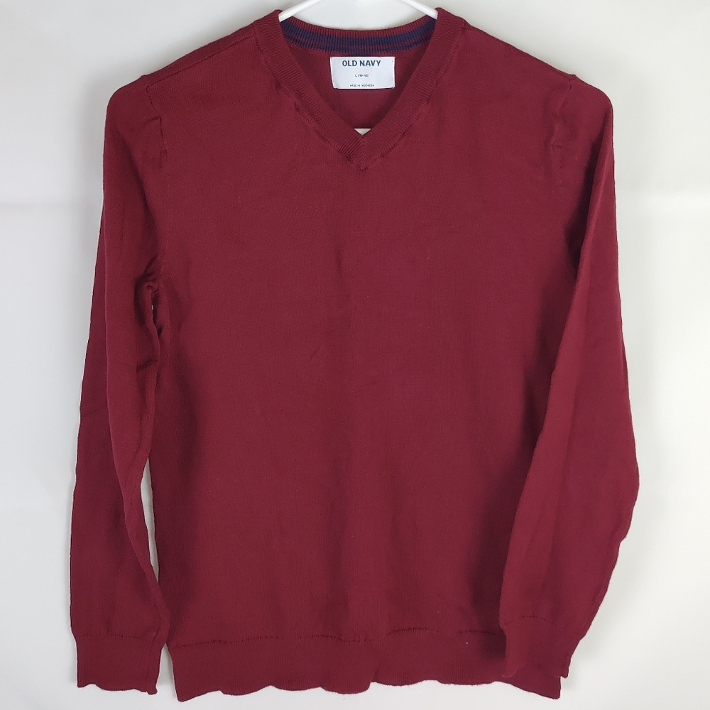 Old Navy V-Neck Sweater Pullover Boys L Kidcore Preppy Minimalist Academic
